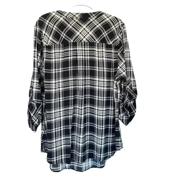 Torrid Harper Black and White Plaid Women's Top - Picture 2 of 12